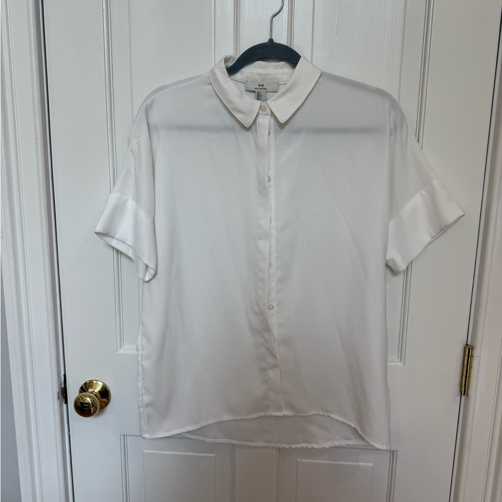 H by Halston Ivory Short Sleeve Blouse